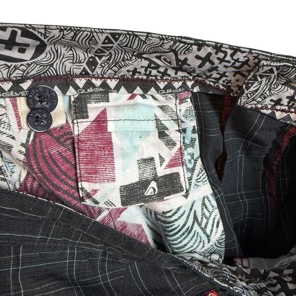 Quiksilver Shorts Men 38 Black Windowpane High-Rise Slash Pocket Classic Zip Fly - Picture 10 of 15